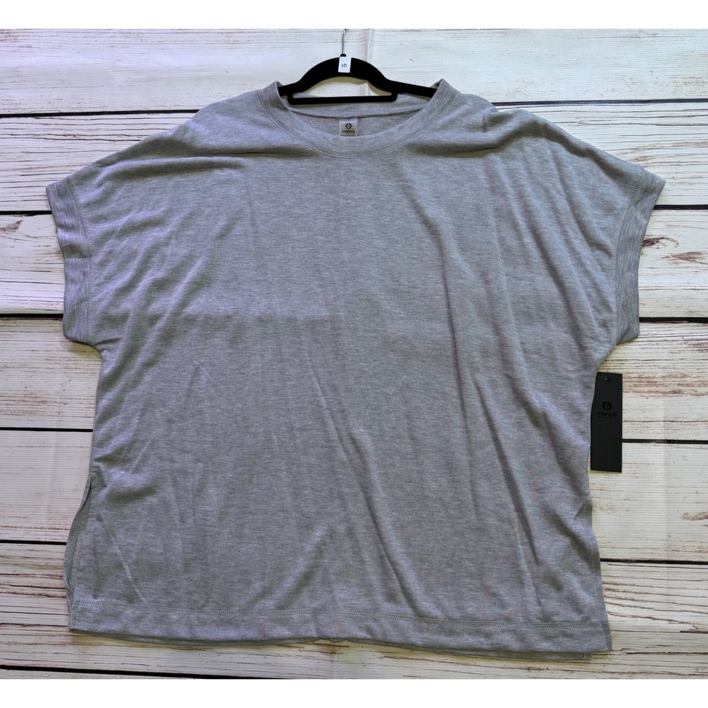 Mono B Womens 3XL Grey Heathered French Terry Oversized Activewear Top KT-B0449P